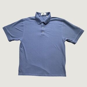 A.M. Player Polo Shirt Mens L Blue Pecan Valley Golf Course Pique Short Sleeve